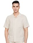 Calvin Klein Linen Cotton Cuban S/S Shirt - Beige (M)