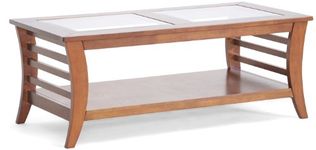 Baxton Studio Allison Honey Walnut Wood Modern Coffee Table with Glass Inlay, Large