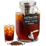 1 Gallon Cold Brew Coffee Maker – Heavy Duty Glass Iced Coffee Maker with Stainless Steel Filter, 128oz Mason Jar Cold Brew Pitcher with Spigot Perfect for Iced Coffee, Cold Brew, and Iced Tea Brewing