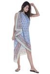 Handicraft-Palace Floral Printed Cotton Sarong, Beautiful Wrap Women's Sarong, Swimwear Beach Wear, Swimsuit Cover Up (Blue)