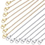 Stainless Steel Chain for Jewelry Making: LUCKYPADS Necklace Chains Bulk 1.5 mm Thin Chains 24 Pack Silver and Gold Cable Chains for Necklace Making (18 Inches)