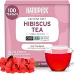 HANDPICK, Hibiscus Tea Bags - 100 Count | Caffeine-Free, Pure Ingredients - Hibiscus Flowers | Brew Hot, Iced Tea or Kombucha Tea | Round Nutritious Herbal Tea Bags