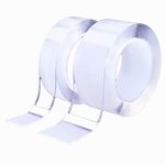 2 Rolls Nano Double Sided Tape, 3M Multipurpose Extra Large Adhesive Tape, Clear Mounting Tape Picture Hanging Adhesive Strips, Removable Wall Tape Sticky Poster Tape Decor Carpet Tape (10FT)