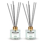 Soul & Scents Citronella Reed Diffuser Glass Set|Free 6 Fiber Reed Sticks with Each|Toxin Free & Stress Relief|Long Lasting|Smoke Less Room Freshener for Home, Bedroom|Pack of 2-120ml Each