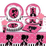 81Pcs Pink Girls Party Decorations, Princess Dreams Together Party Supplies for Pink Doll Birthday Decoration Includes Paper Plates, Paper Cups, Paper Towels, Tablecloths, Tableware (for 10 people)