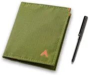 Allett Hybrid Card Wallet & Pen Bundle | Cala Green, Nylon, RFID Blocking, Vertical Layout | Slim, Minimalist, Bifold, Card Holder, Water Resistant | Holds 3-10+ Cards, Cash | Stainless Steel Pen
