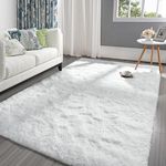 Pettop Fluffy White Area Rug for Bedroom Living Room, 5x8 Feet Rectangle Large Rug Plush Fuzzy Carpet for Girls Kids Boys, Non-Slip and Washable Rug for Nursery Classroom Teens Room Dorm Decor