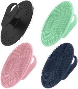 Face Scrubber 4 Pack, BEAUTAIL Silicone Manual Facial Cleansing Brush for Men Women, Gentle Face Scrubber Exfoliator, Skin Care Exfoliating Face Brush, Black+Green+Pink+Darkblue