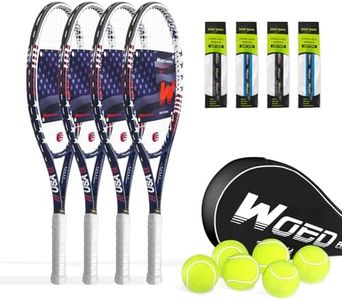 WOED BATENS Tennis Rackets for Adults 27 Inch, 105 sq. in. Head Size, 4.25 in. Grip, 280g, Graphite & Carbon Fiber Frame, Includes Racket, Balls, Overgrips, Dampers, Bag