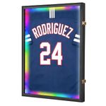 IHEIPYE LED Jersey Frame Display Case - Shadow Box with LED Light - Gold Lock, UV Resistant Acrylic Wall Mount Display Case for Football, Baseball, Basketball Jersey with Light