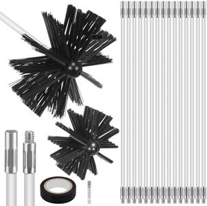 MAGICLULU 20 Feet Chimney Sweep Brush Kit - 15 Flexible Extendable Rods with Two Sizes Brush Heads for Efficient Fireplace and Stove Maintenance (3.9/5.9in)