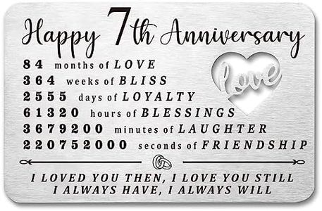 Luptiteuy 7 Year Anniversary Wallet Card Gifts for Him Her Husband Wife Boyfriend Girlfriend 7 Year Anniversary Card for Him Her Happy 7th Wedding Anniversary Present for Couple