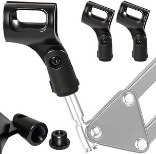 YTDSUP Universal Microphone Clip Holder 2 Pack, Adjustable Mic Clip Holder for Mic Stand Suitable for Handheld Microphones, Come with 5/8" Male to 3/8" Female Screw Adapter, Easy to Use (Black)