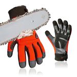 Vgo... Chainsaw Cut Resistant Gloves,Level A5,12-Layer Chainsaw Protection on Both Hands Back,Cow leather Safety Work Gloves(Orange,Size L,CA9760CSA5)