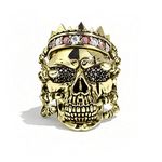 Koguxuix Skull Ring Gold CZ Crystal Skeleton King Punk Men's Skull Ring Street Rock Jewelry Accessories Size 8-13 for Women Men (Size 10)