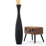 Leewadee Large Floor Vase – Handmade Flower Holder Made of Wood, Sophisticated Vessel for Decorative Branches and Dried Flowers, 43 inches, Black