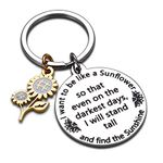 Inspirational Spiritual Sunflower Charm Gifts Keychain for Women Her Best Friend Him Birthday Christmas Graduation Floral Gifts for Adult Teen Girls Daughter Come of Age Friendship Key Ring Present