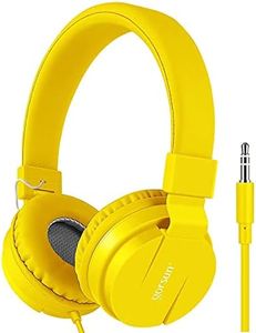 Kids Headphones, Gorsun Lightweight Stereo Wired Children's Headsets for Kids Adults Adjustable Headband Toddler Headset for Smartphones Computer Pad Earphones(Yellow)