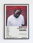 LAMIFRAME Kendrick Lamar Damn Album Cover Music Framed Poster, Wall Decoration Art Poster, Matte & Glossy Laminated Poster with 0.5 Inch Black Wooden Frame (12x18 Inch, Glossy)