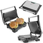 Dihl 850W Double Sandwich Press Toastie Maker Panini & Health Grill with Large Non-Stick Plates | Drip Tray Deep Fill Toasted Sandwiches | Low Fat Grilling and Healthy Cooking