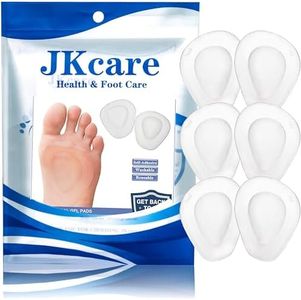 JKcare Gel Metatarsal Pads (Adhesive-Backed), Ball of Foot Cushions, Forefoot Support for Metatarsalgia, Morton's Neuroma, Aching Feet Pain Relief- 6 Pack