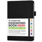 Clever Fox Password Book – Alphabetized Internet Address & Password Organizer – Computer & Website Password Keeper Notebook – Log-in Password Journal – Medium, A5, 8.3x5.8″, Hardcover (Black)