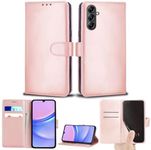 For Samsung Galaxy A15 / A15 5G Case, Premium PU Leather Folio Cover Magnetic Closure Full Protection Book Design with [Card Slots] and [Kickstand] for Galaxy A15/ A15 5G [ 6.5 inch ] (Rose Gold)