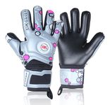 GK Saver Football Goalkeeping Gloves Size 4 to 7 Finger save goalie goalkeeping gloves (Champ Grey, 6)