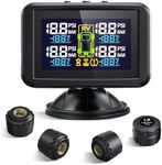 Tymate TM5 Tire Pressure Monitoring System - Large Colorful Screen TPMS, 5 Alert Modes with 4 External Sensors, Real-time Monitoring Tire Pressure&Temperature, 0-87 PSI Ideal for RV Trailer SUV Sedan