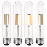 LUXRITE Vintage T9 LED Tube Light Bulbs 60W Equivalent, 2700K Warm White, 550 Lumens, Dimmable Edison Tubular Light Bulbs 5W, Clear Glass, LED Filament Bulb, UL Listed, E26 Standard Base (4 Pack)