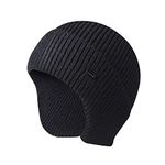 SeClovers Beanie Hats for Men Winter Knit Skull Running Ski Cap Thermal Ear Flaps Warmers Stretchy Helmet Toque Dark Gray