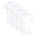 U.S. Polo Assn. Men’s Undershirt – 4 Pack Crew Neck Short Sleeve T-Shirt, White, Medium