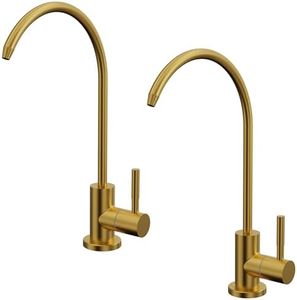 GRANDJOY 2-Pack Brushed Gold High Arc Drinking Water Faucet, Lead-Free 304 Stainless Steel Filtered RO Tap for Kitchen Sink & Water Filtration System