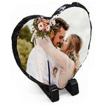 Dalton Designs UK Personalised Heart Shaped Matte Photo Rock Slate - Add Your Own Photo - 20cm