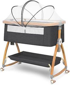 Komcot Baby Bassinet, Bedside Bassinet for Baby, 6 Height Adjustable Baby Bed, 3 in 1 Bassinet Bedside Sleeper with Wheels, Mosquito Net, Portable Bedside Crib for Infant/Baby/Newborn (Dark Grey)