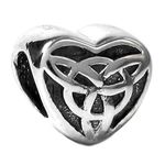 Queenberry 925 Sterling Silver Celtic Love Knot Triquetra Heart for European charm Bracelets Necklaces