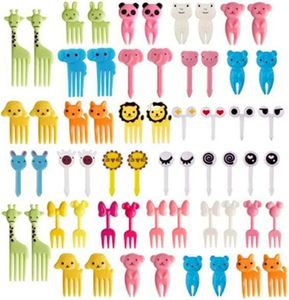 DACUAN Food Picks for Kids Lunches, 60 Pcs Cute Animals Mini Food Fruit Fork Picks Cartoon Fruit Picks Toothpicks for Kids Children Lunch Bento Fruit Dessert