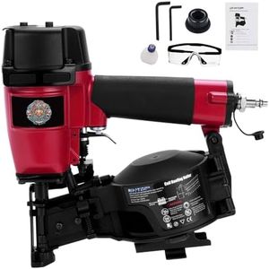 BHTOP CN45N Roofing Nailer, 15 Degree Roofing Nail Gun, 3/4-Inch to 1-3/4-Inch Coil Nails, 120-pcs Load Capacity Coil Nailer (Red Mexican style)