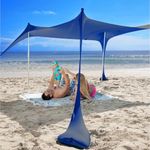 SUN NINJA Mini Beach Tent - UPF50+ Partial Shade Sun Shelter & Carry Bag - Camping or Beach Portable Pop Up Umbrella Alternative - Easy Set Up - 2.1x2.3 m (7x7.5 ft) - Navy