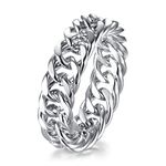 Stfery Stainless Steel Wedding Rings for Women Chain Womens Wedding Ring Vintage Silver Best Friends Rings Comfort Fit, Size 10