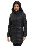 Women Ultralightweight Down Jacket Winter Puffer Jacket with Hood, Black, Large