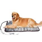 XXL Heating Pad for Large Dog Bed Outdoor Indoor House,Electric Heating Mat for Dog House Crate Pad for Small Medium Pet Cat Puppy Waterproof Easy Clean Long Chew Proof Cord Gray,34"x21",28-50W (Grey-Rose)