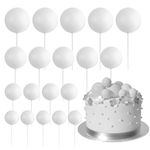 ASTARON 20 Pcs Ball Cake Topper Decorations Mini Balloons Cake Topper Sticks White Balls Cake Picks Cake Topper Balls Cake Decorations for Wedding Birthday Cake Decorations