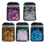 5 Colors Glitter Set Alphabet Holographic Letters Glitter for Resin Sequins Arts and Craft Supplies Glitter Chunky Acrylic Nail Face Hair Eyeshadow Lip Gloss Making