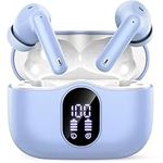 Wireless Earbuds, Bluetooth Headphones 5.4 HiFi Stereo, Wireless Earphones with ENC Noise Cancelling Mic, IP7 Waterproof in Ear Headphones, LED Digital Display Ear Buds, Sky Blue(2025)