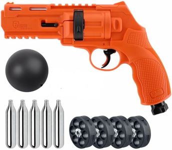 Umarex T4E P2P HDR 50 GEN 2 Self & Home Defense, Less Lethal .50 Cal Paintball Pistol Orange Limited Edition with 5X Mag .50 Cal, 5x12 g CO2 Tanks and Pack of 100x .50 Cal Black Rubber Balls Bundle