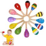 6 PCS Random Wooden Fiesta Mexican Fiesta Party Favors, Mexican Fiesta Decorations for Musical Fun, Birthday Parties Rattles Music Shaker Early Education Instrument Toy for Babies Kids