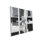 Black and White Abstract Wall-Art Painting - 3 Piece 16 x 48 Inch 3D Large Framed Canvas Artwork for Living Room, Office Modern Decor, Ready to Hang