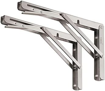 YUMORE Folding Shelf Bracket, Heavy Duty Stainless Steel Collapsible Shelf Bracket for Table Bench, Space Saving DIY Bracket, Max Load: 330lb 12" Pack of 2