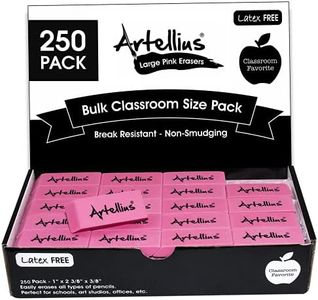 Pink Erasers Pack of 250 - Large Size, Latex & Smudge Free - Bulk School Supplies for Classrooms, Teachers, Homeschool, Office, Art Class, and More!